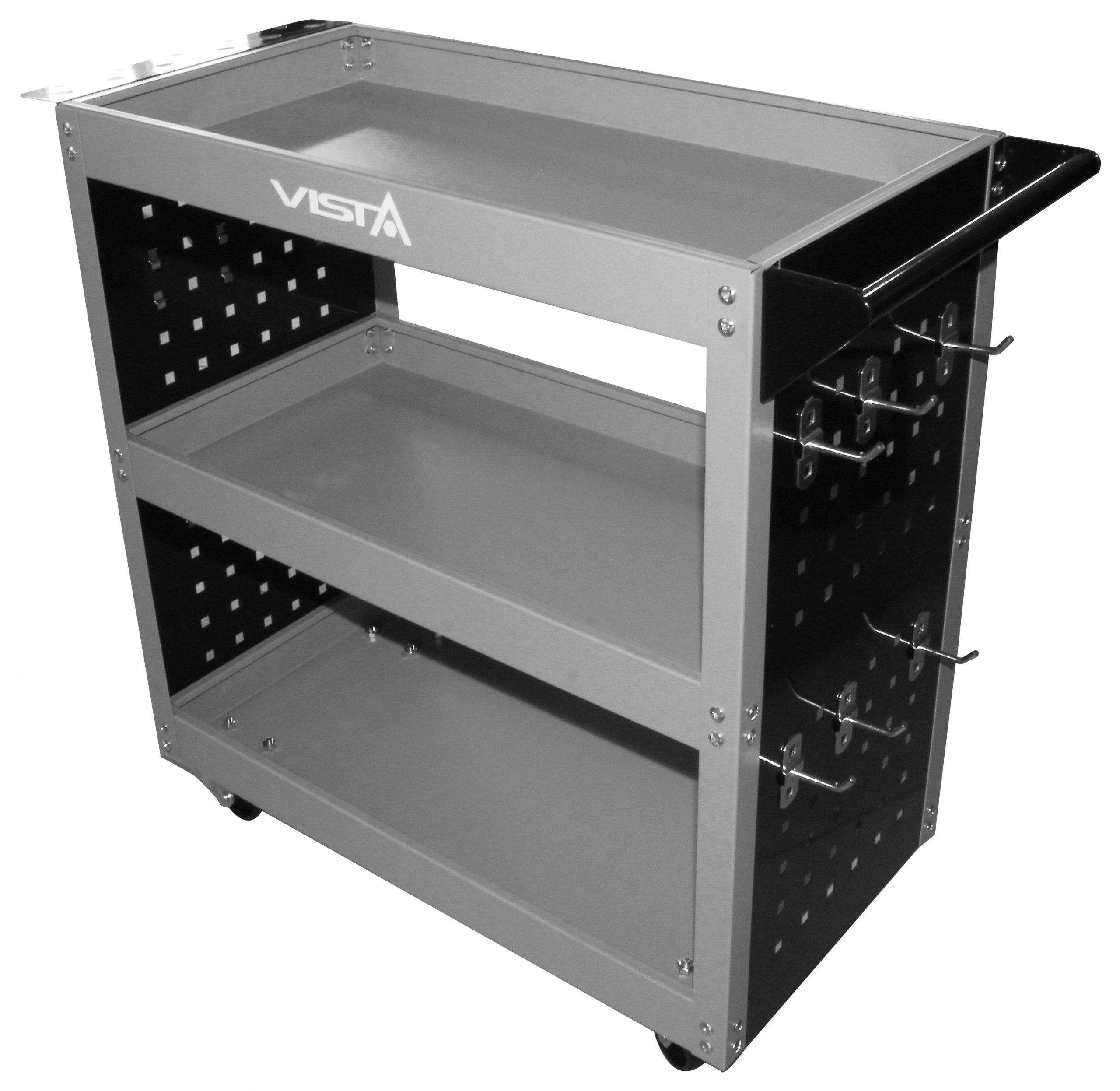 Εργαλειοφοροσ Τροχηλατοσ Ανοιχτου Τυπου Με 3 Ραφια Και Πανελ