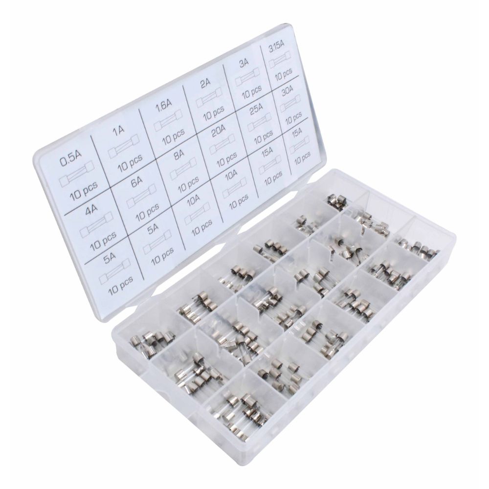 Ασφαλειεσ Αυτοκινητου Γυαλινεσ 5 X 20Mm Σετ 180 Temaxia