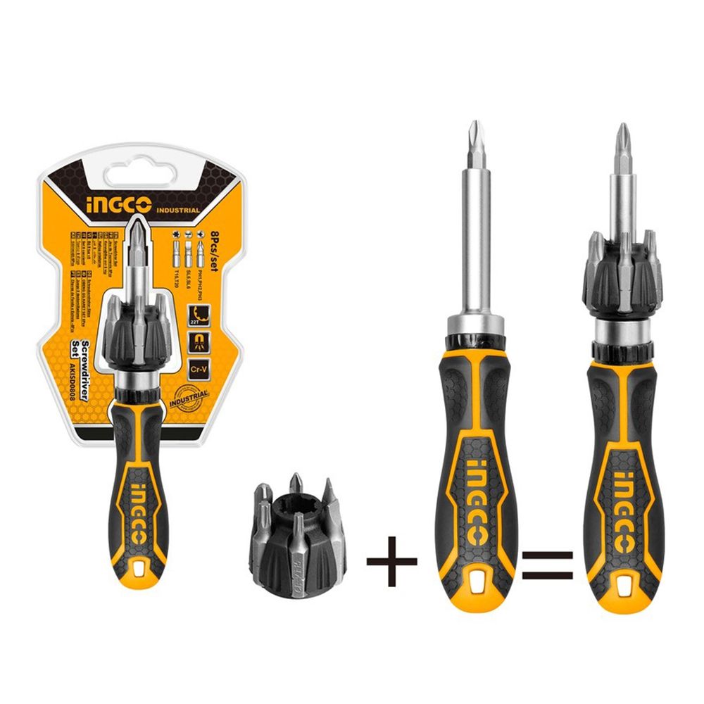 Ingco Κατσαβίδι Καστάνιας Με 7 Μαγνητικές Εναλλασσόμενες Μύτες