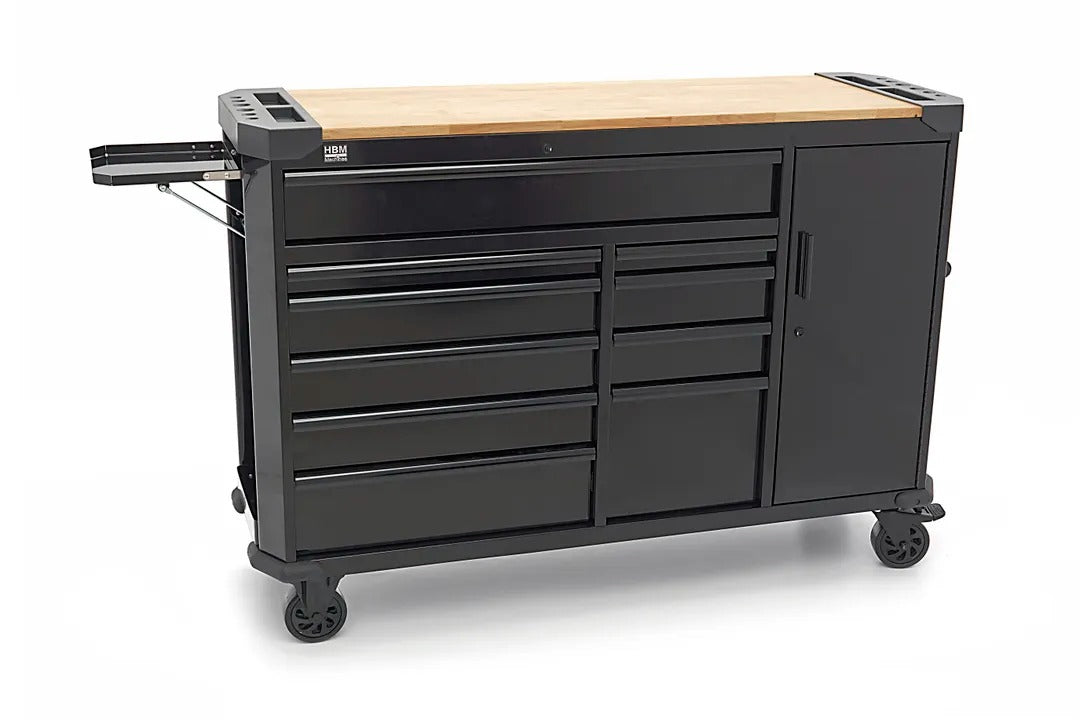 Εργαλειοφόρος Τροχήλατος Επαγγελματικός Με 10 Συρτάρια Με Πάγκο Εργασίας 147cm Με Ξύλινη Επιφάνεια HBM Ολλανδία