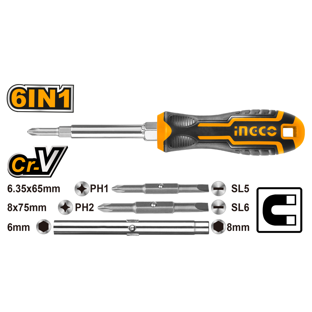 Κατσαβίδι Με Εναλλασσόμενες Μύτες Ingco