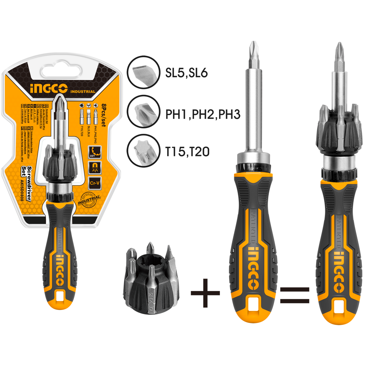 Ingco Κατσαβίδι Καστάνιας Με 7 Μαγνητικές Εναλλασσόμενες Μύτες