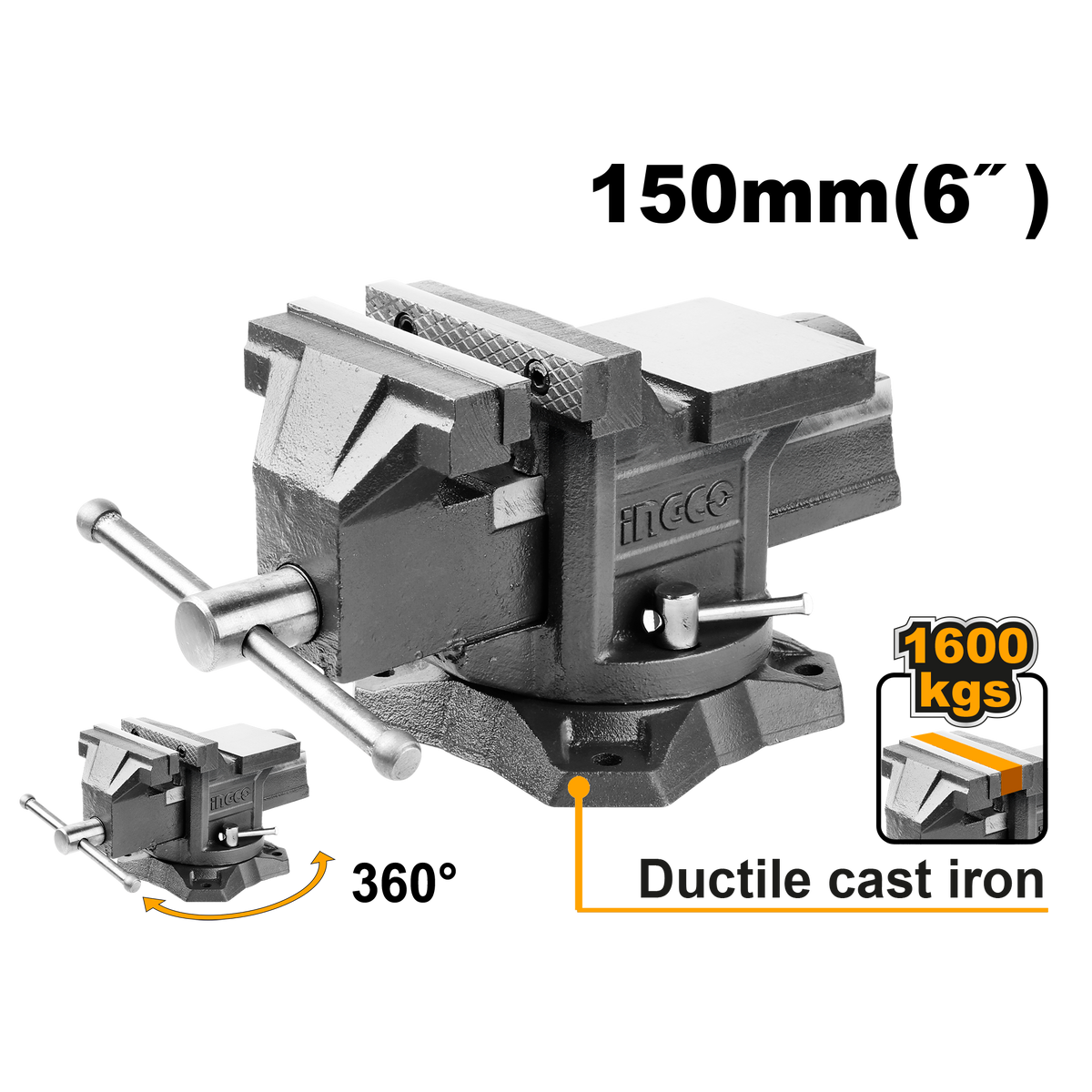 Ingco Μέγγενη Πάγκου Περιστρεφόμενη 150Mm Hbv086