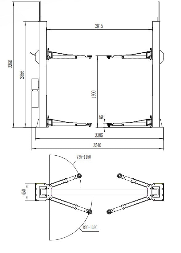 Ανυψωτικό Δικόλωνο Χειροκίνητο 4Τ 380V INVENTO EL S40M