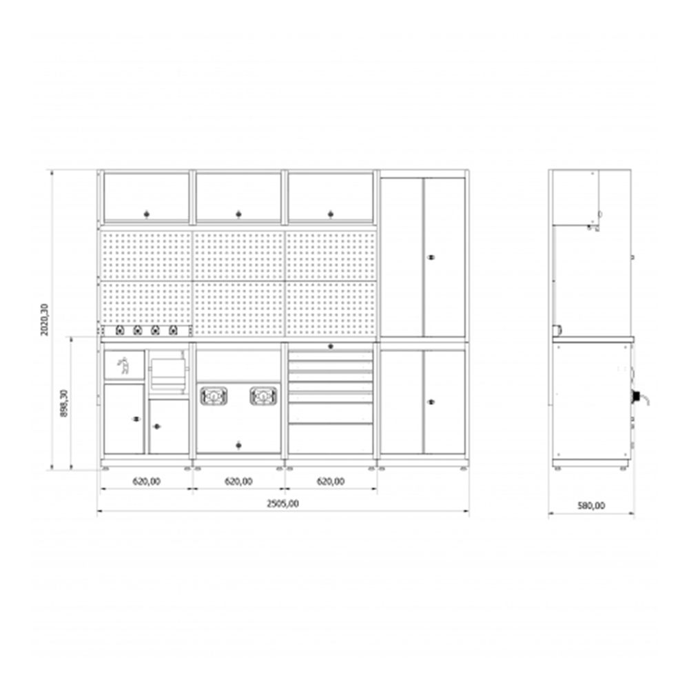 Παγκοσ Εργασιασ - Σετ Μεταλλικων Μοναδικων Μοντερνων Επιπλων Για Εργαστηριο 2.48M Μοντελο D