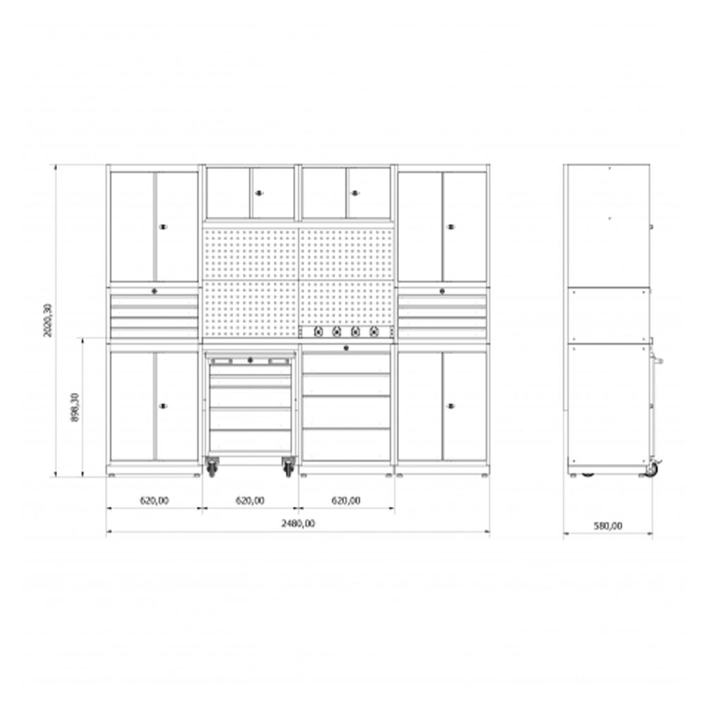 Παγκοσ Εργασιασ - Σετ Μεταλλικων Μοναδικων Μοντερνων Επιπλων Για Εργαστηριο 2.48M Μοντελο F