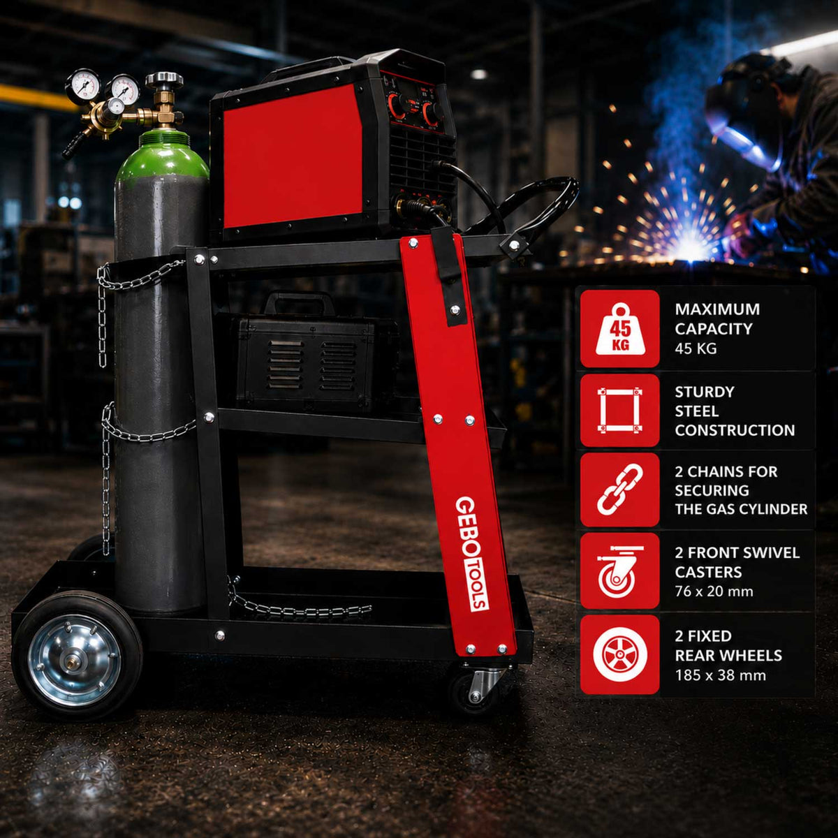 Καρότσι Μεταφοράς Μηχανής Συγκόλλησης Premium GEBO TOOLS