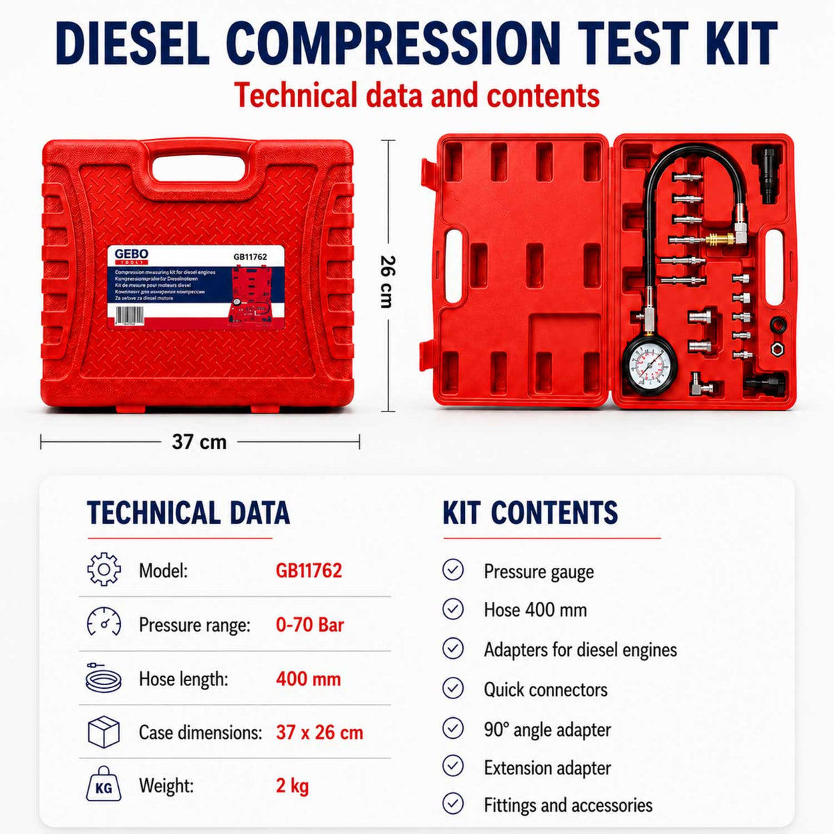 Συμπιεσόμετρο Πετρελαιοκινητήρων Diesel GEBO TOOLS