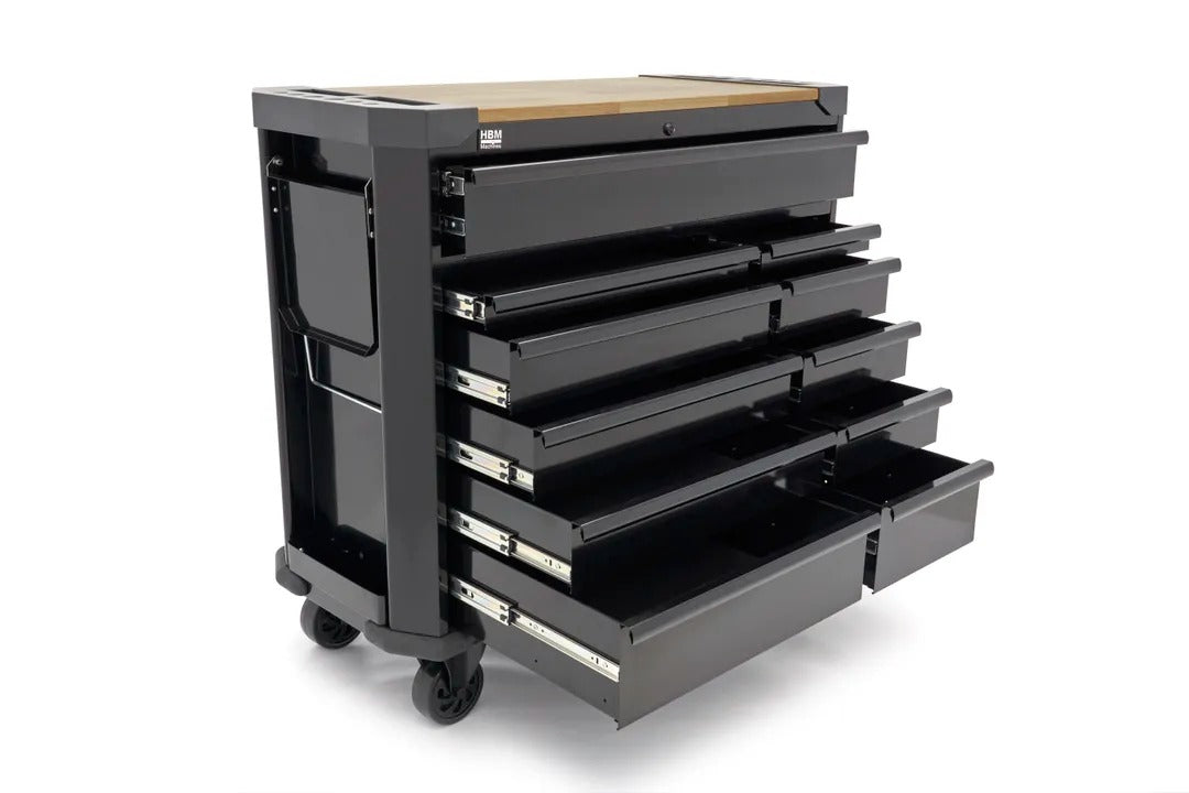 Εργαλειοφόρος Τροχήλατος Με 11 Συρτάρια Και Πάγκο Εργασίας 109cm HBM MACHINES