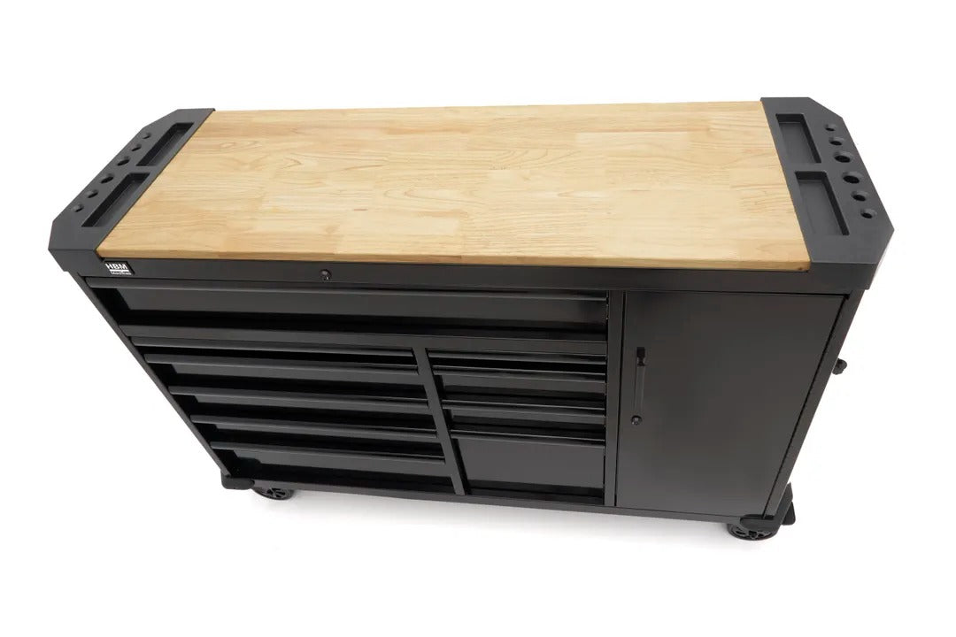 Εργαλειοφόρος Τροχήλατος Επαγγελματικός Με 10 Συρτάρια Με Πάγκο Εργασίας 147cm Με Ξύλινη Επιφάνεια HBM Ολλανδία