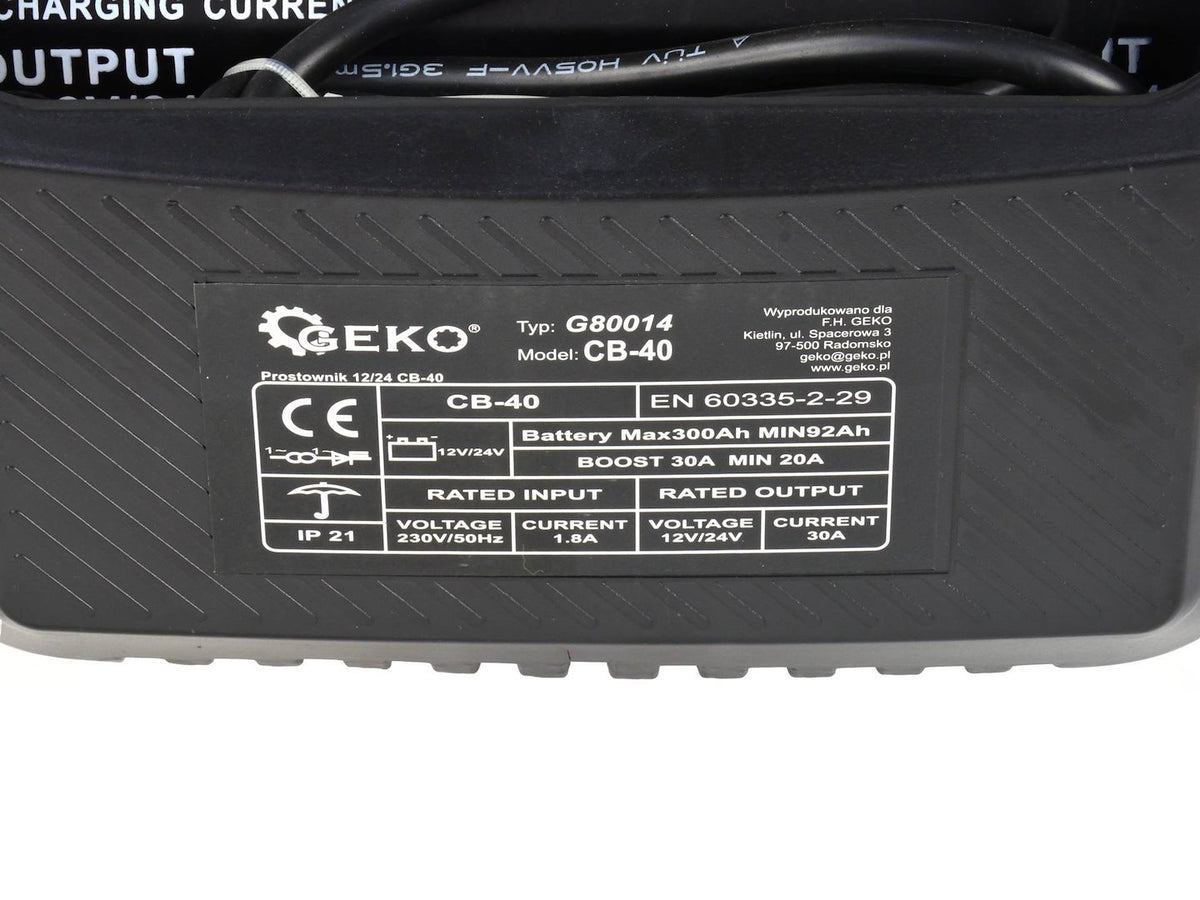Φορτιστής Μπαταρίας Αυτοκινήτου 12/24V CB-40 20-30A Για Μπαταρίες 92-300Ah GEKO