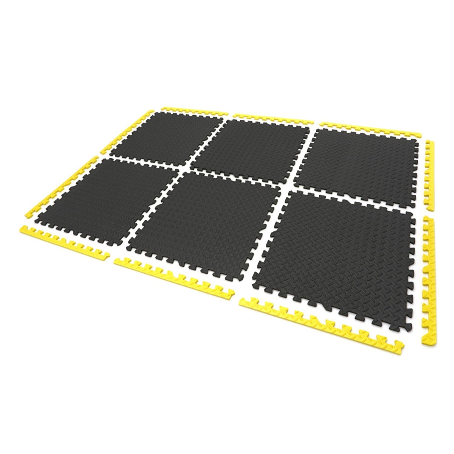 Προστατευτικα Πατωματοσ Απο Αφρωδεσ Υλικο Eva, Τυπου Puzzle, 6 Τεμαχια, Αντιολισθητικα, Μαυρο-Κιτρινο, 61X61Cm Hbm Machines