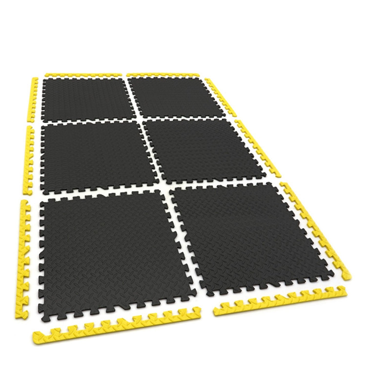 Προστατευτικα Πατωματοσ Απο Αφρωδεσ Υλικο Eva, Τυπου Puzzle, 6 Τεμαχια, Αντιολισθητικα, Μαυρο-Κιτρινο, 61X61Cm Hbm Machines