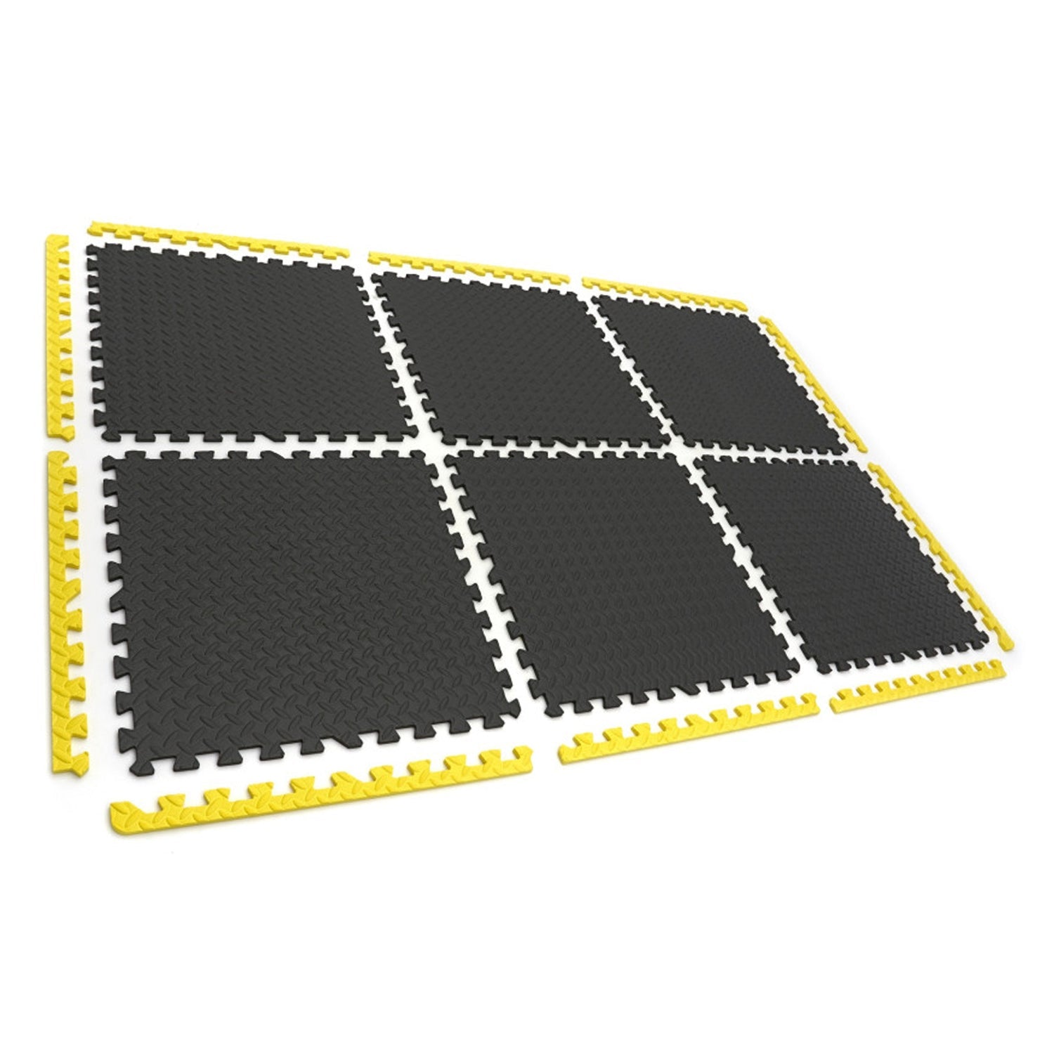 Προστατευτικα Πατωματοσ Απο Αφρωδεσ Υλικο Eva, Τυπου Puzzle, 6 Τεμαχια, Αντιολισθητικα, Μαυρο-Κιτρινο, 61X61Cm Hbm Machines