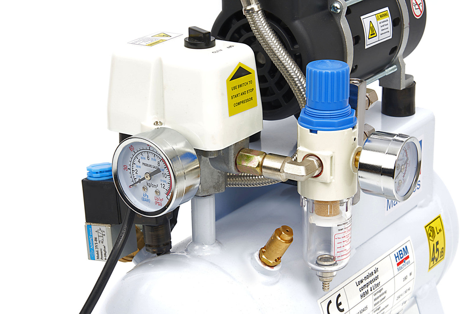 Κομπρεσερ Αερογραφου Χαμηλου Θορυβου Oil Free Aerobrush Airbrush 4L 180W Hbm