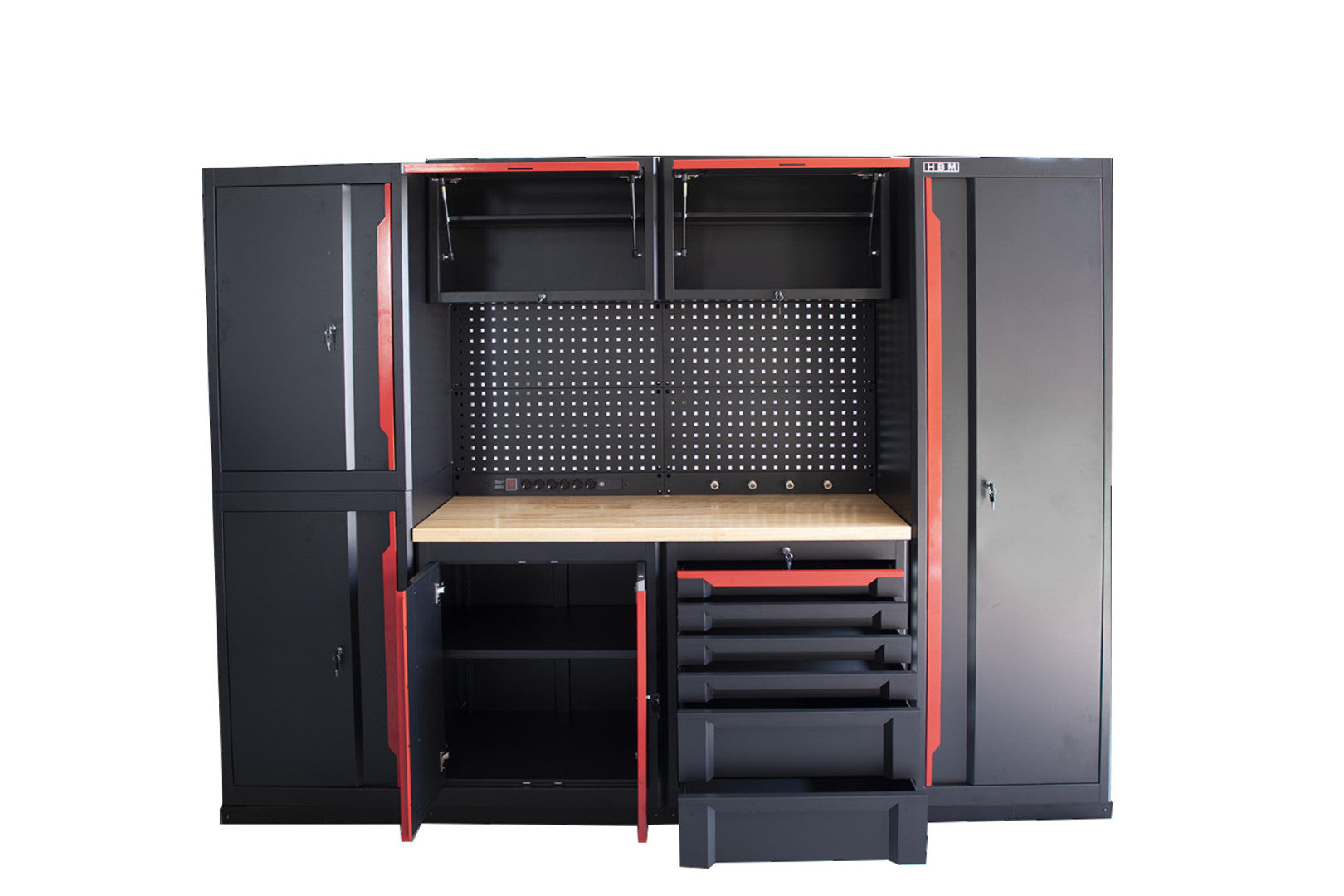 Σετ Μεταλλικα Μοντερνα Επιπλα Για Εργαστηριο 10 Τεμαχια Μαυρο/Κοκκινο Hbm