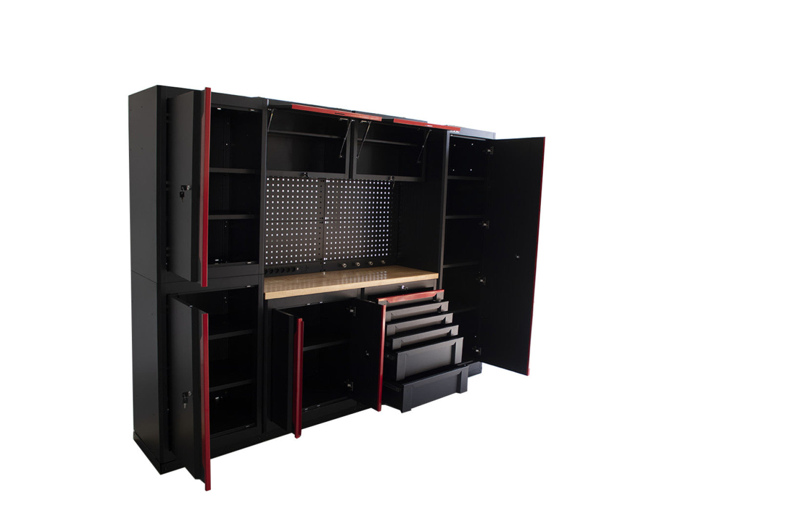 Σετ Μεταλλικα Μοντερνα Επιπλα Για Εργαστηριο 10 Τεμαχια Μαυρο/Κοκκινο Hbm