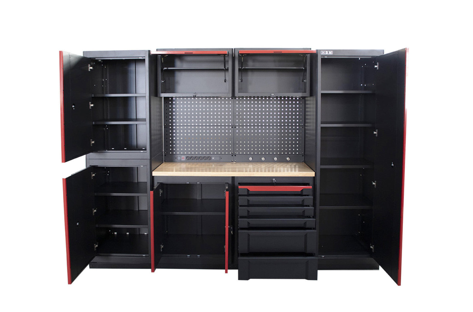 Σετ Μεταλλικα Μοντερνα Επιπλα Για Εργαστηριο 10 Τεμαχια Μαυρο/Κοκκινο Hbm