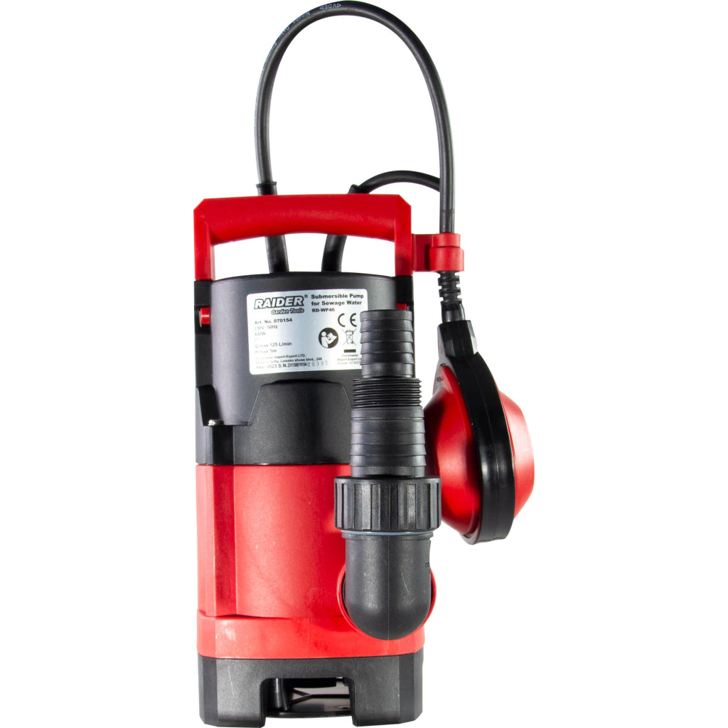 Υποβρύχια Αντλία Για Ακάθαρτο Νερό 400w 1" 124L/Min 25mm RAIDER