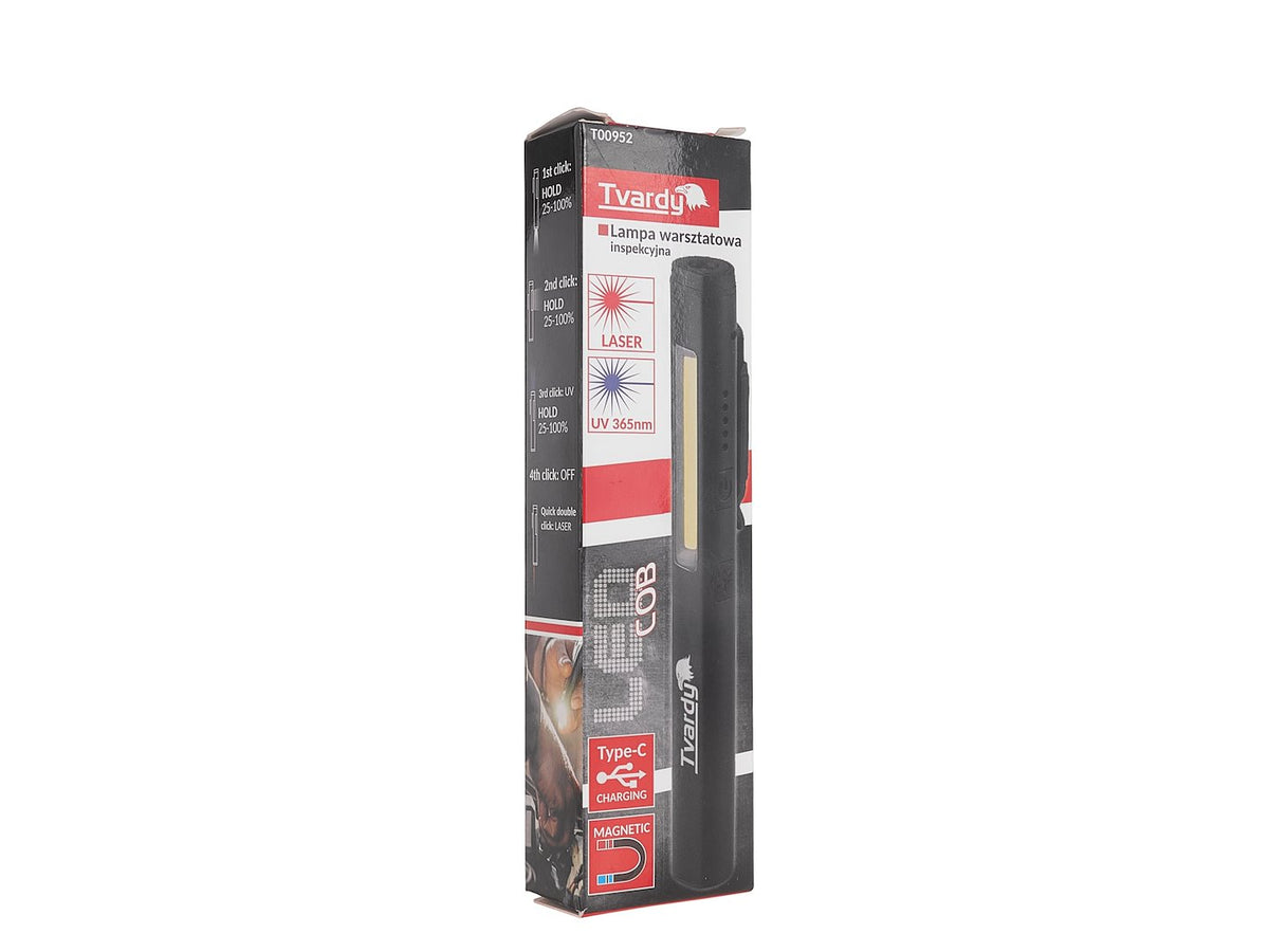 Λάμπα Led Cob Με Laser Και UV Με Μαγνήτη Επαναφορτιζόμενη 5w 400Lumens
