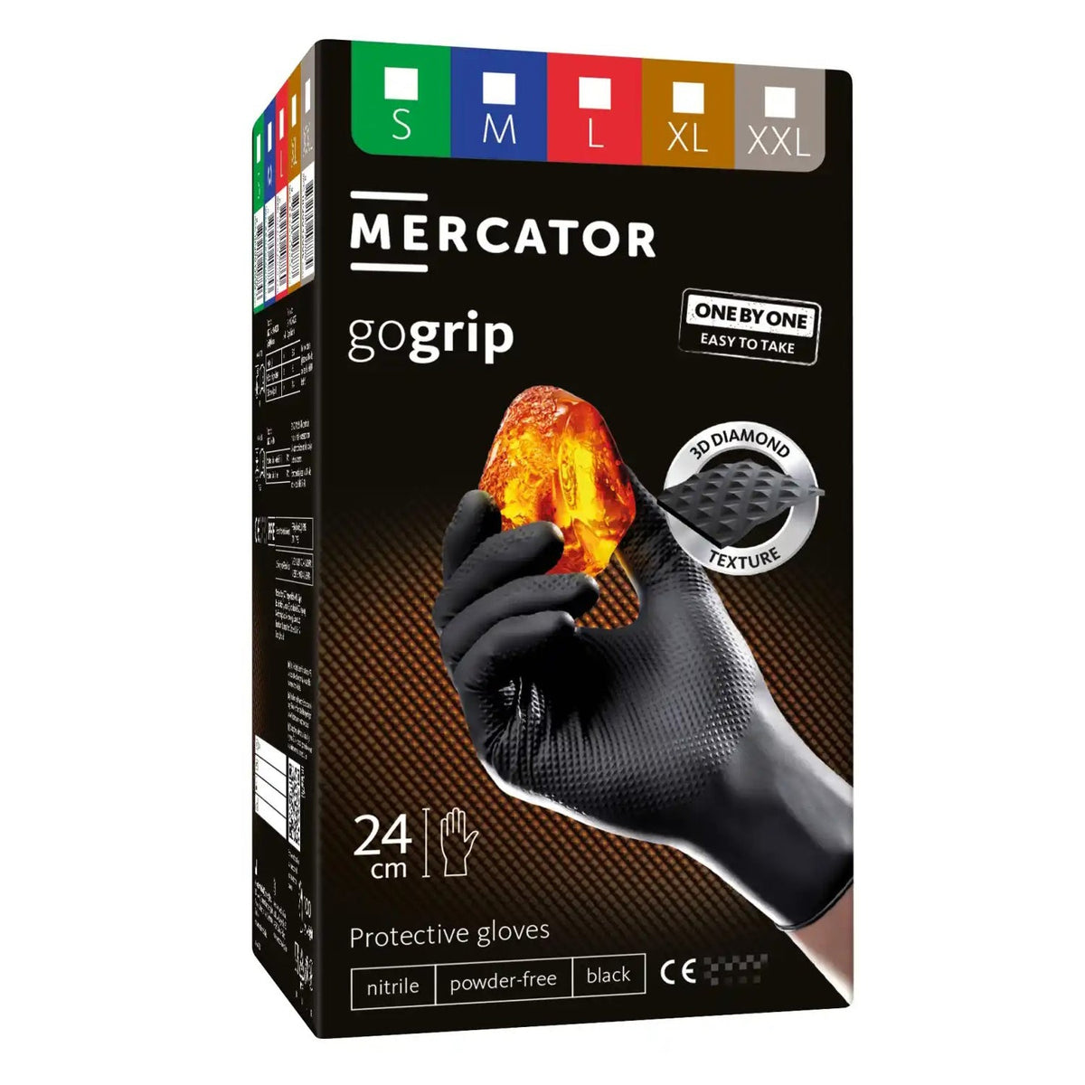 Σετ Γάντια Νιτριλίου Premium MERCATOR GOGRIP BY ONE Μαύρα, Μέγεθος L, 100Τμχ