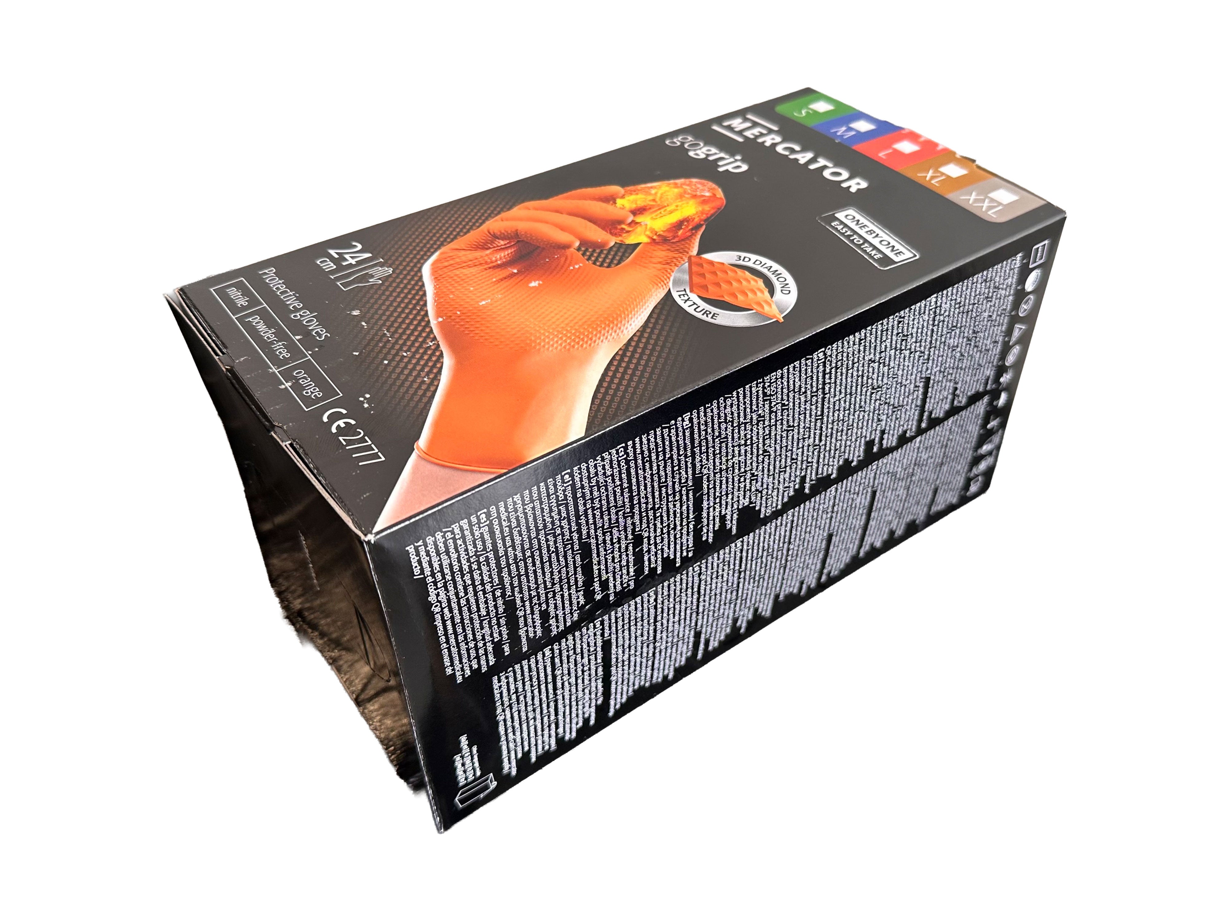 Σετ Γάντια Νιτριλίου Mercator GoGrip One By One Premium Πορτοκαλί Μέγεθος XL 100Τμχ