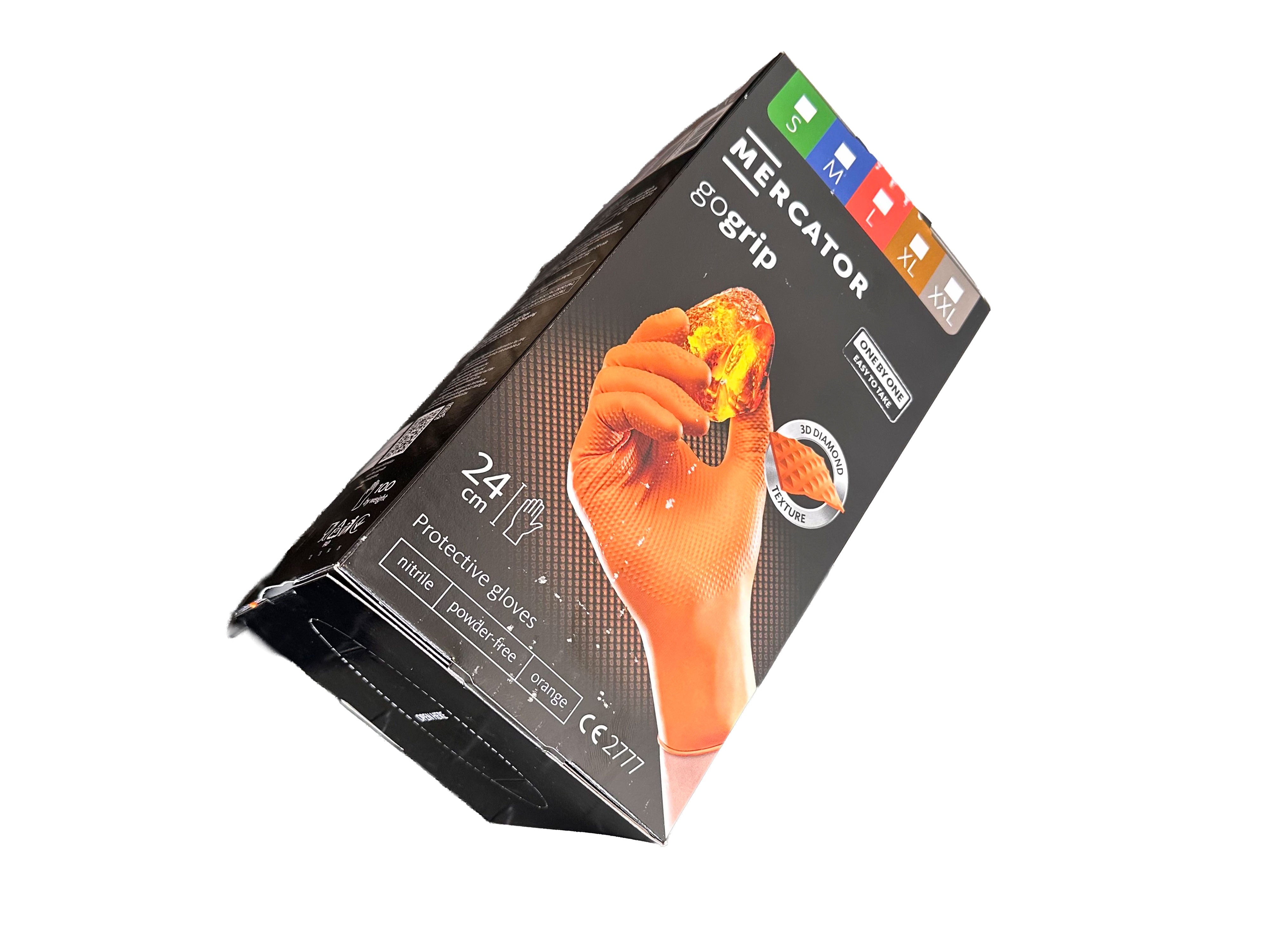 Σετ Γάντια Νιτριλίου Mercator GoGrip One By One Premium Πορτοκαλί Μέγεθος L 100Τμχ