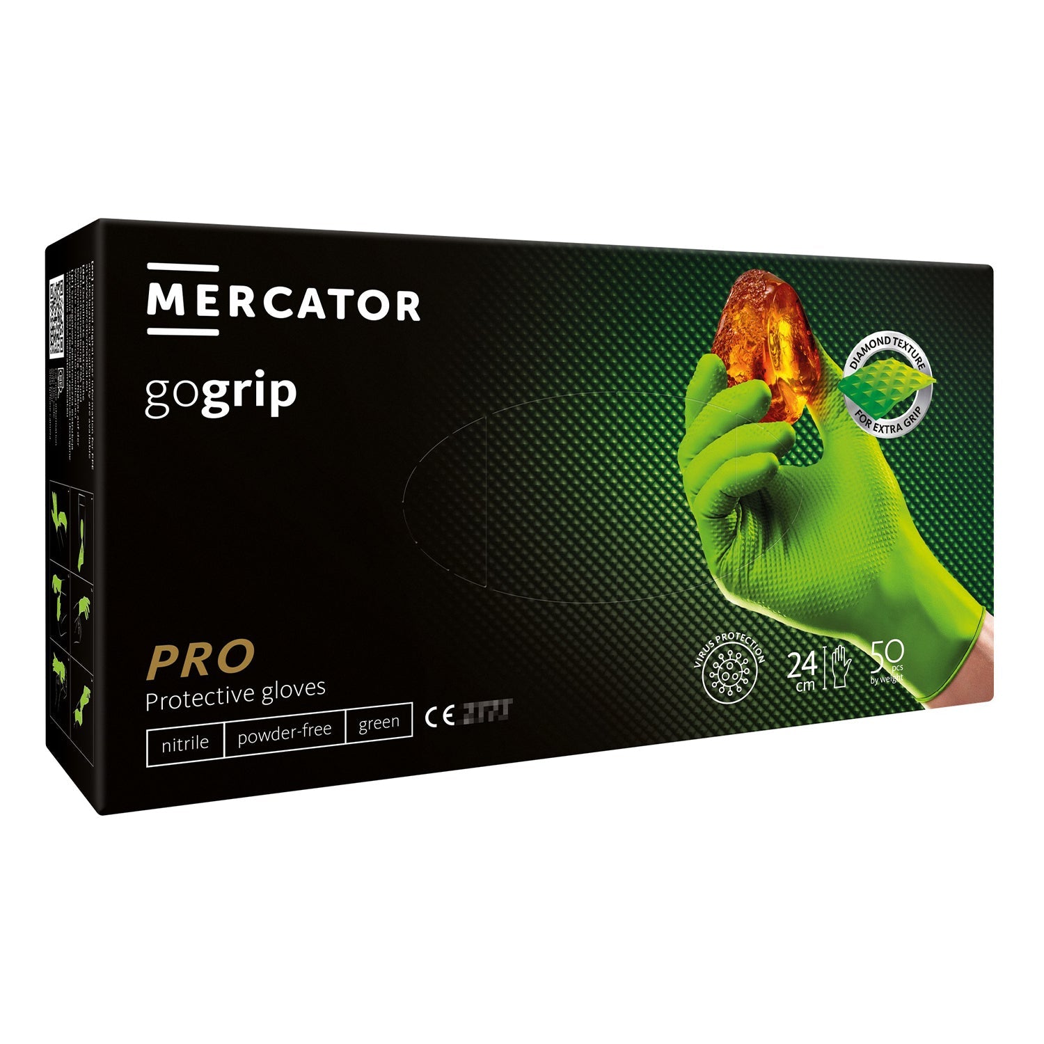 Γαντια Νιτριλιου Mercator Gogrip 3D Πρασινα L 50Τμχ