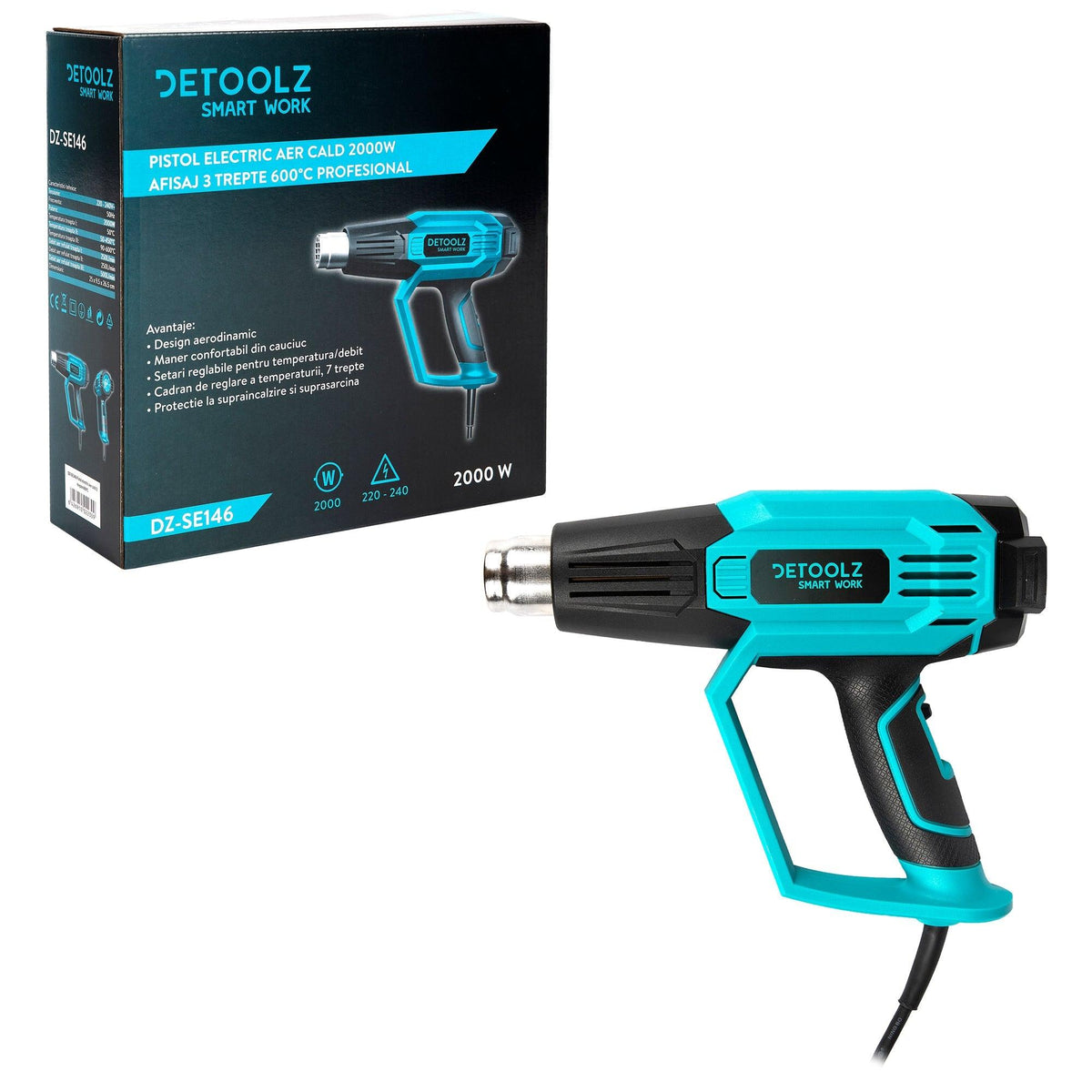 Πιστόλι Θερμού Καυτού Αέρα 2000W 0-600°C
