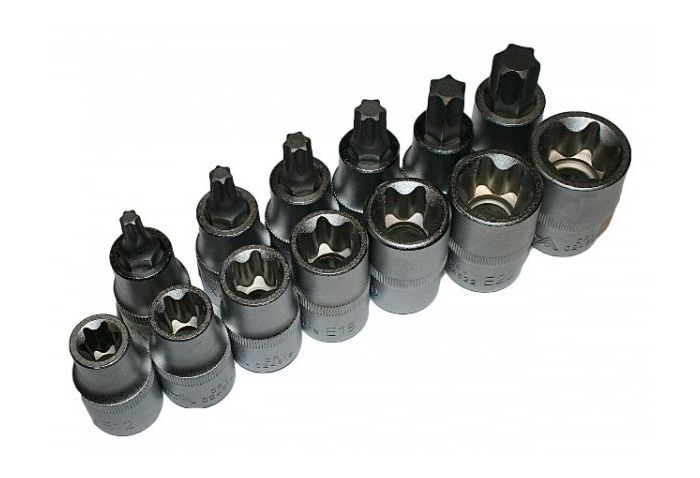 Κασετίνα Με Καρυδάκια Και Μύτες Προφίλ E Torx 1/2 23 Τεμάχια