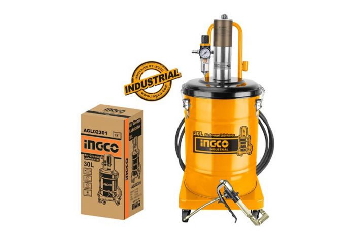 Ingco Γρασαδόρος Αέρος Τροχήλατος 30Lt Με Εύκαμπτο Λάστιχο Μήκους 5M Μέγιστης Πίεσης 6.2Bar