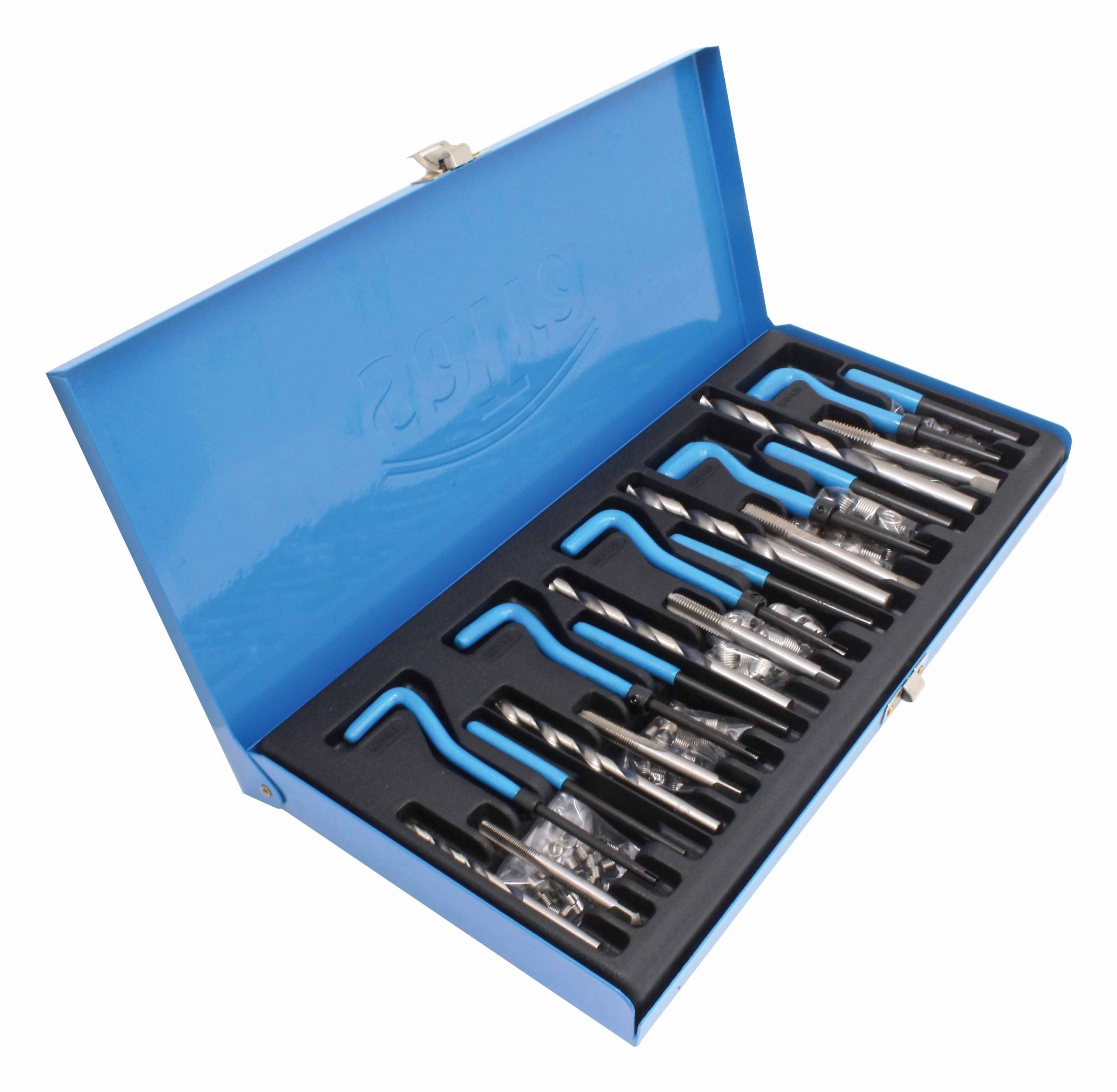 Σετ Επισκευής Σπειρωμάτων Μ5-Μ12 Με Ανοιξείδωτα Ένθετα Τρυπάνια Και Κολαούζα HSS 131Τμχ