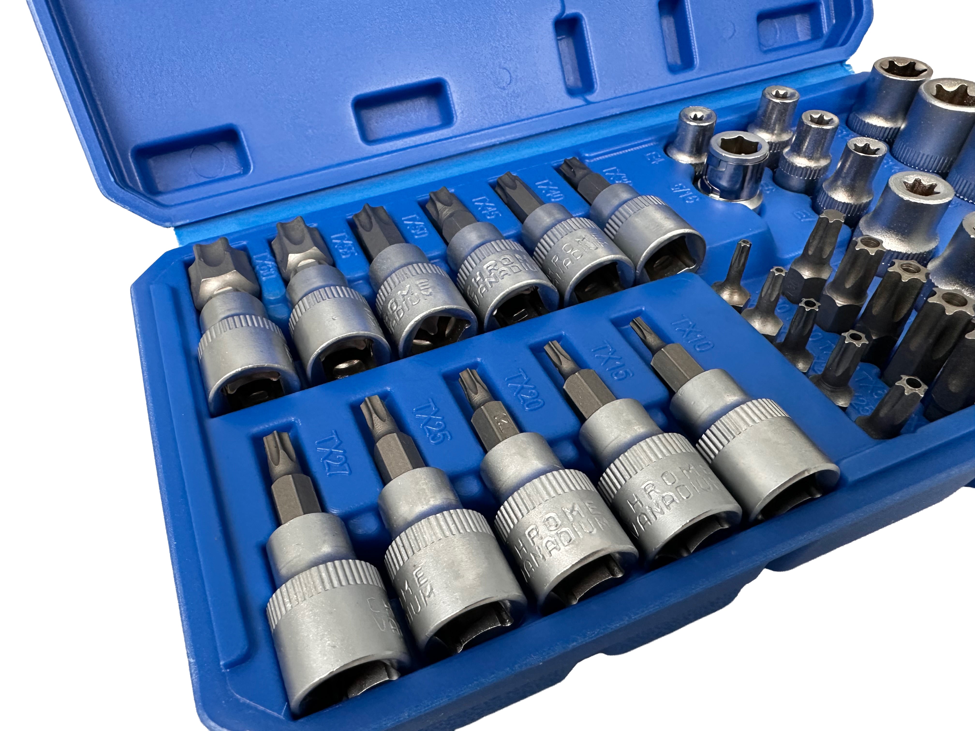 Σετ Καρυδάκια 3/8" Προφίλ Ε Και Μύτες Torx 34Τμχ GEBO TOOLS