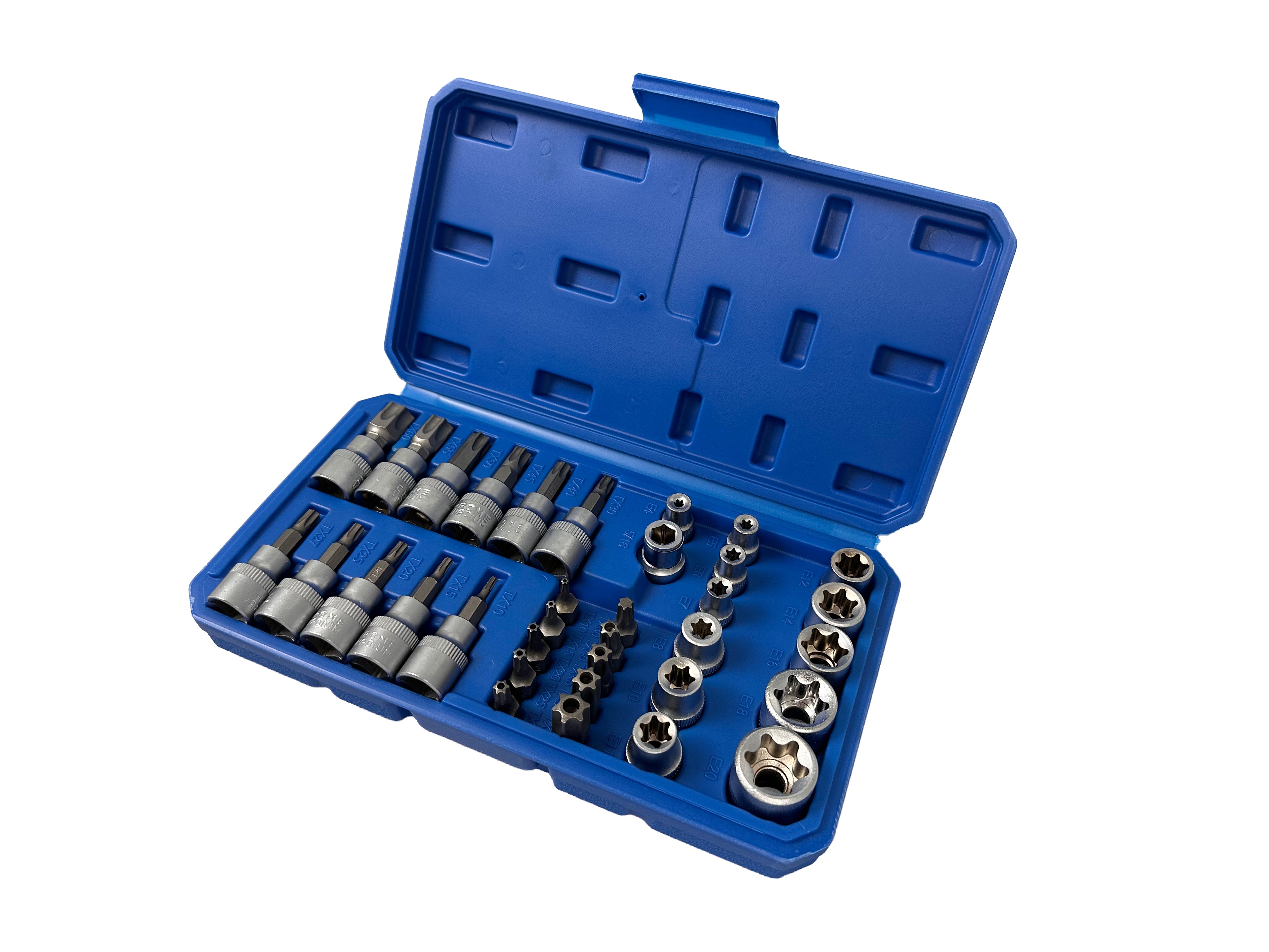 Σετ Καρυδάκια 3/8" Προφίλ Ε Και Μύτες Torx 34Τμχ GEBO TOOLS