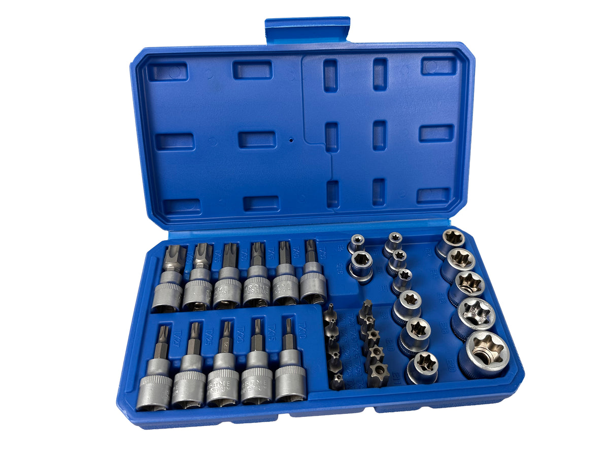 Σετ Καρυδάκια 3/8" Προφίλ Ε Και Μύτες Torx 34Τμχ GEBO TOOLS