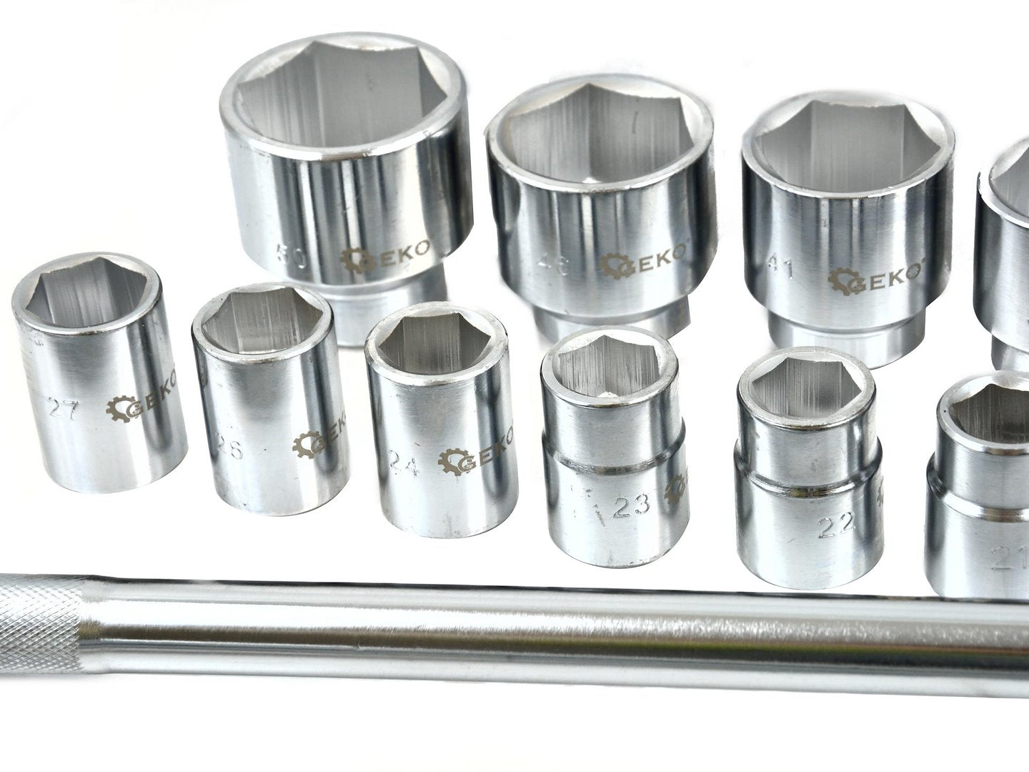 Σετ Καρυδάκια Εξάγωνα 3/4" Με Καστάνια 19-50mm 21Τμχ Σε Μεταλλική Κασετίνα GEKO