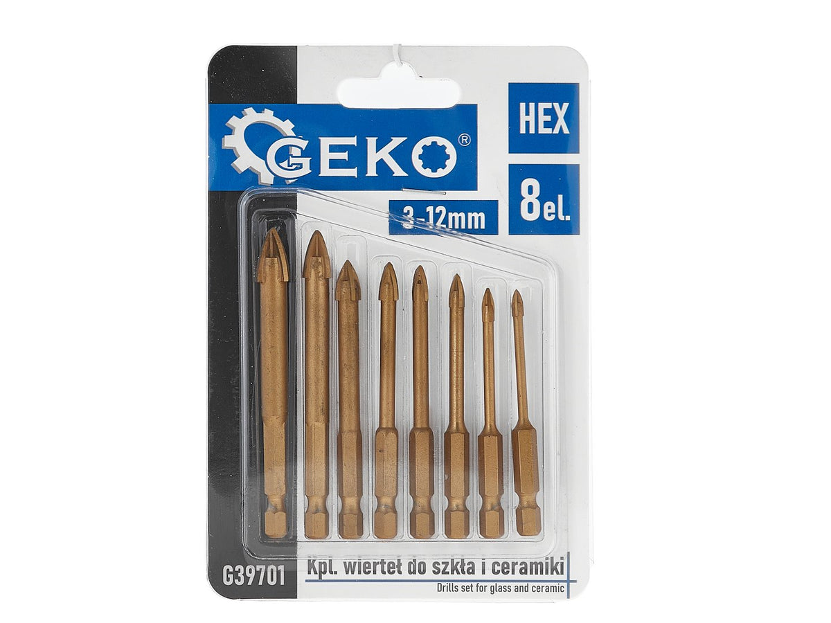 Σετ Τρυπάνια Για Γυαλί Και Κεραμεικά HEX 3-12mm 8Τμχ GEKO