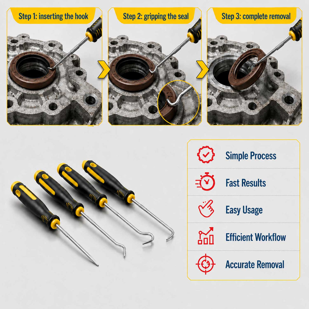 Σετ Εργαλεία Αφαίρεσης Τσιμούχας 4Τμχ GEBO TOOLS