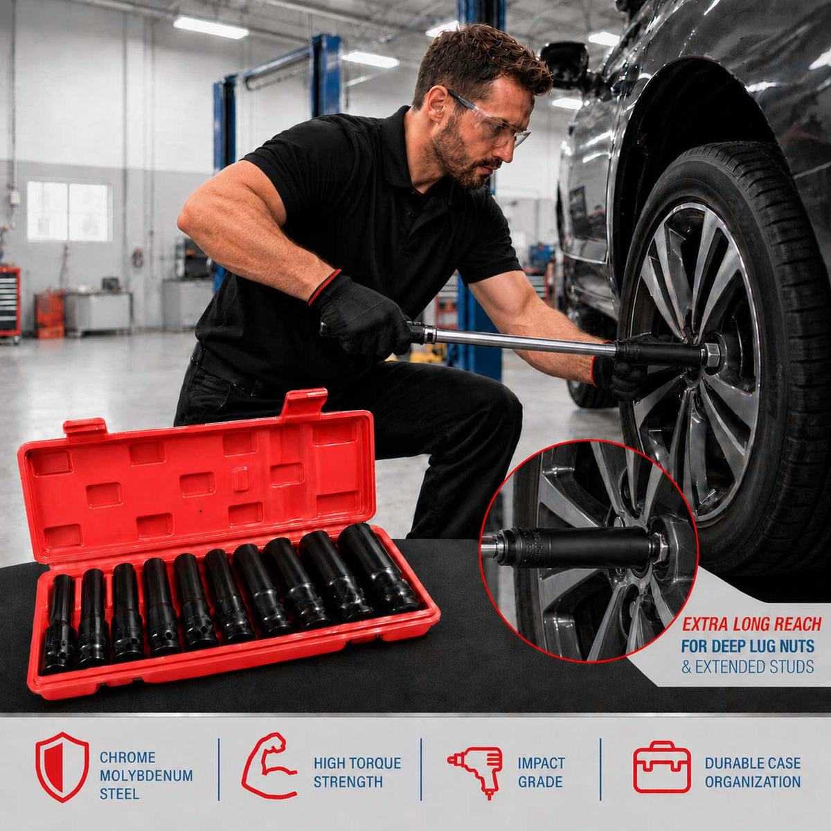 Σετ Καρυδάκια 1/2" Μακριά 8-24mm 10 Τμχ GEBO TOOLS