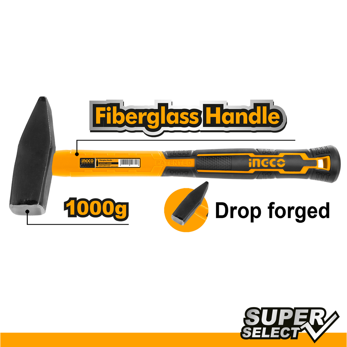 Σφυρι Με Λαβη Fiberglass 1500G Ingco