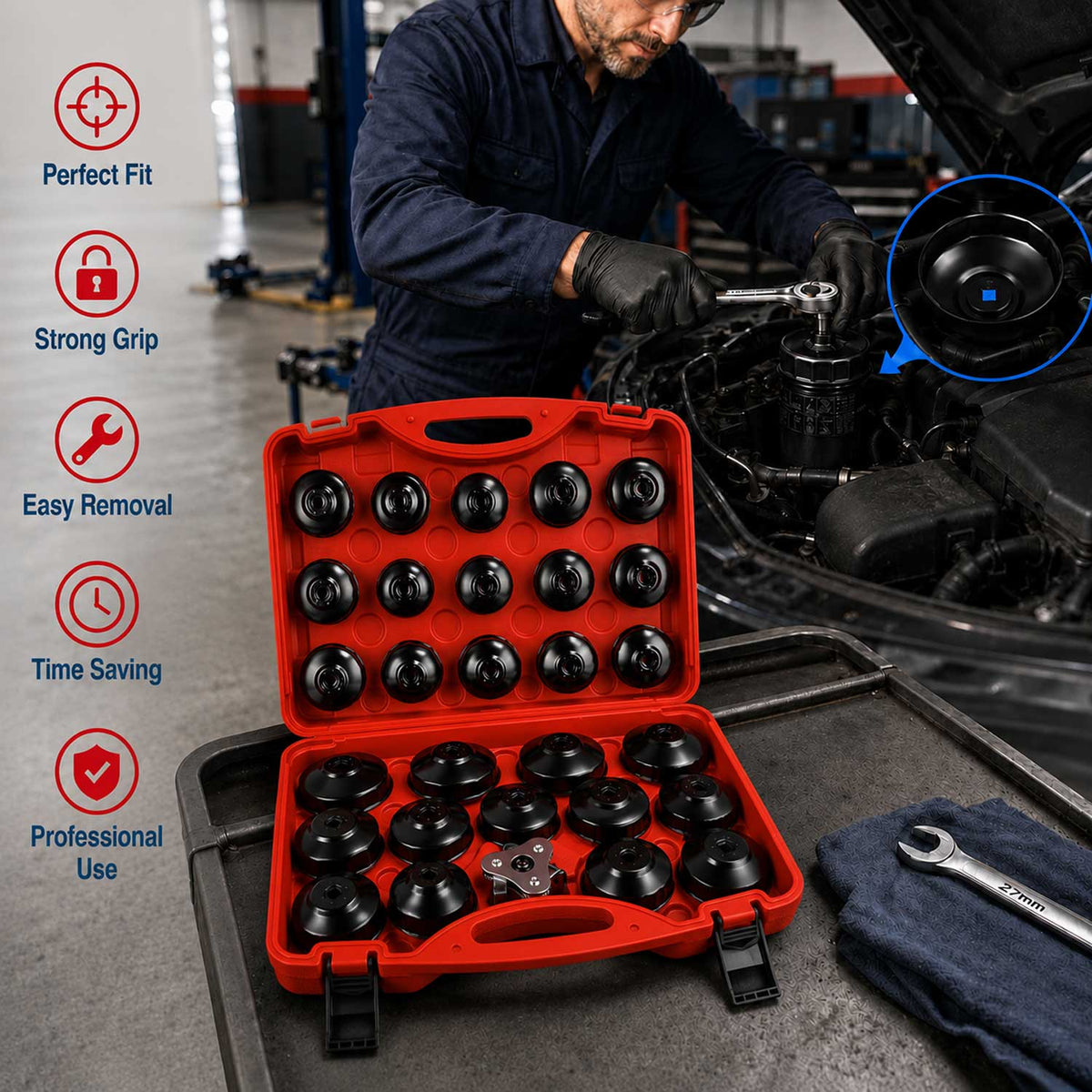 Σετ Φιλτρόκλειδα Κούπας 30 Τμχ GEBO TOOLS