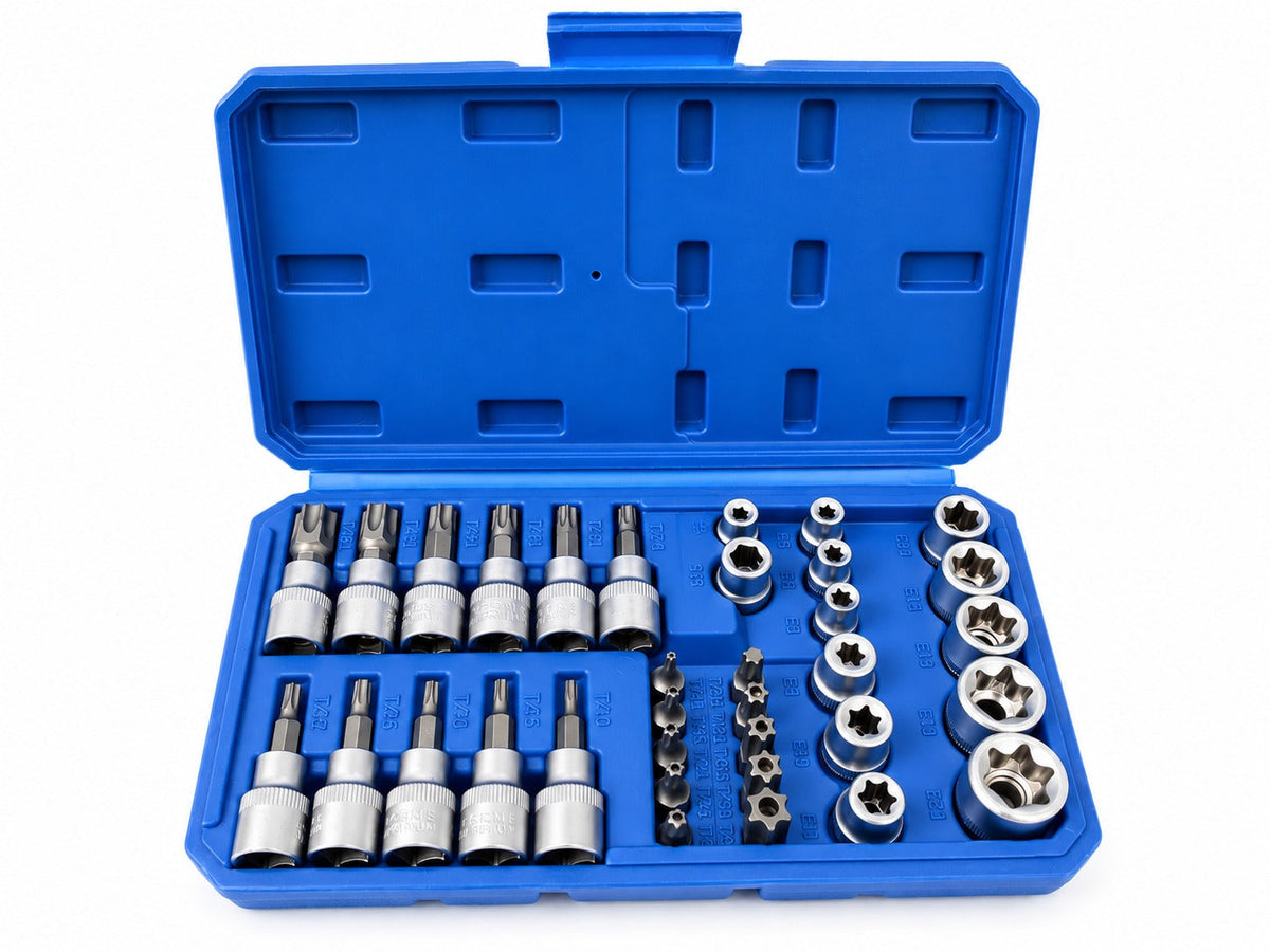 Σετ Καρυδάκια 3/8" Προφίλ Ε Και Μύτες Torx 34Τμχ GEBO TOOLS