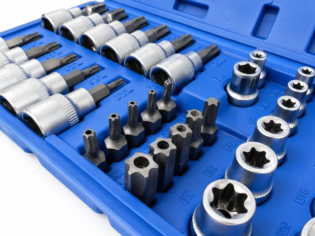 Σετ Καρυδάκια 3/8" Προφίλ Ε Και Μύτες Torx 34Τμχ GEBO TOOLS
