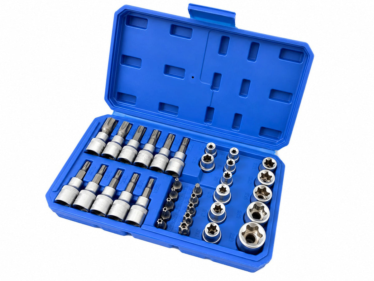Σετ Καρυδάκια 3/8" Προφίλ Ε Και Μύτες Torx 34Τμχ GEBO TOOLS