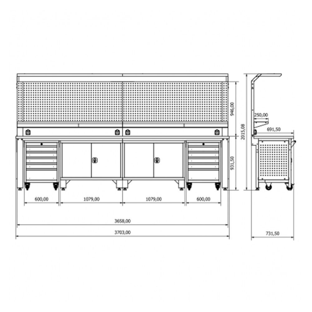 Βιομηχανικοσ Παγκοσ Εργασιασ - Σετ Μεταλλικων Μοναδικων Μοντερνων Επιπλων Για Εργαστηριο 3.7M