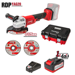 Γωνιακός Τροχός 125mm Με Μπαταρία R20 4Ah 2 Δίσκοι Κοπής Και Πλαστική Θήκη  RAIDER PRO RDP-AG75
