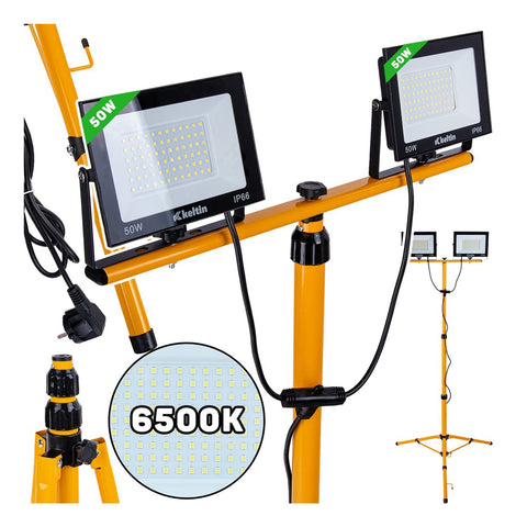 Προβολέας LED Εργασίας 2x50W 6500K με Τρίποδο Ρυθμιζόμενο