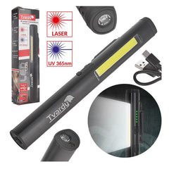 Λάμπα Led Cob Με Laser Και UV Με Μαγνήτη Επαναφορτιζόμενη 5w 400Lumens