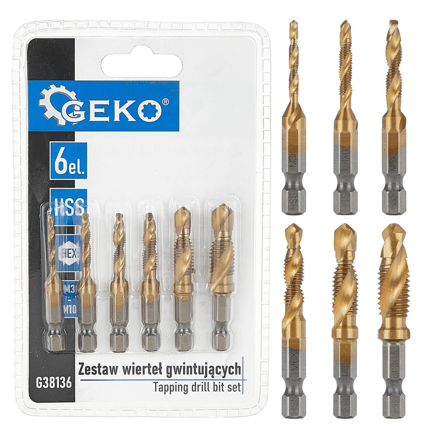 Σετ Τρυπάνια, HSS HEX M3-M10, 6Τμχ GEKO