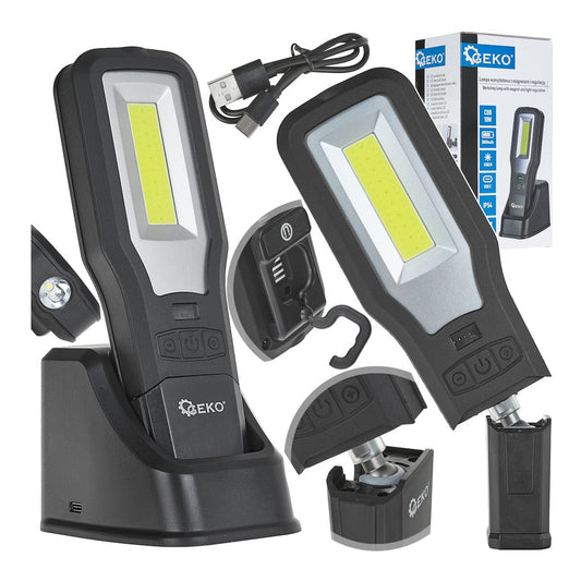 Φακός Συνεργείου Μπαταρίας Led Cob 10w+5w Επαναφορτιζόμενος Με Βάση 2000mAh 550lm IP54